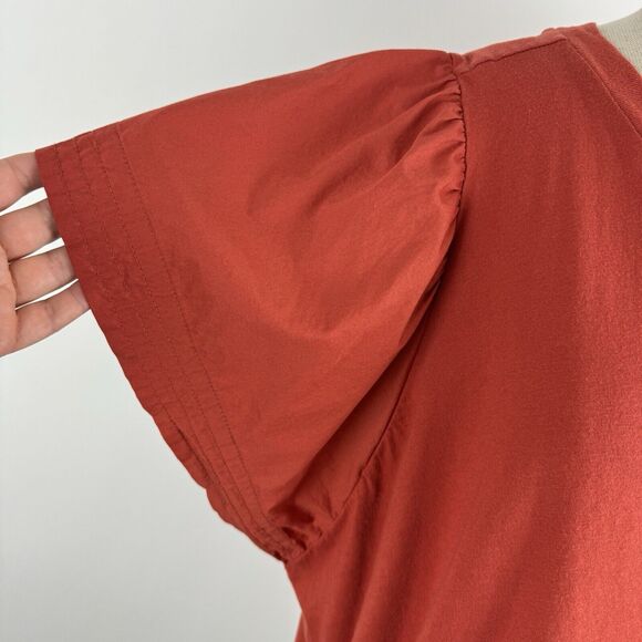 Old Navy Short Sleeve Rust Orange Flutter Sleeve Combination Top Size 2X - Picture 5 of 12